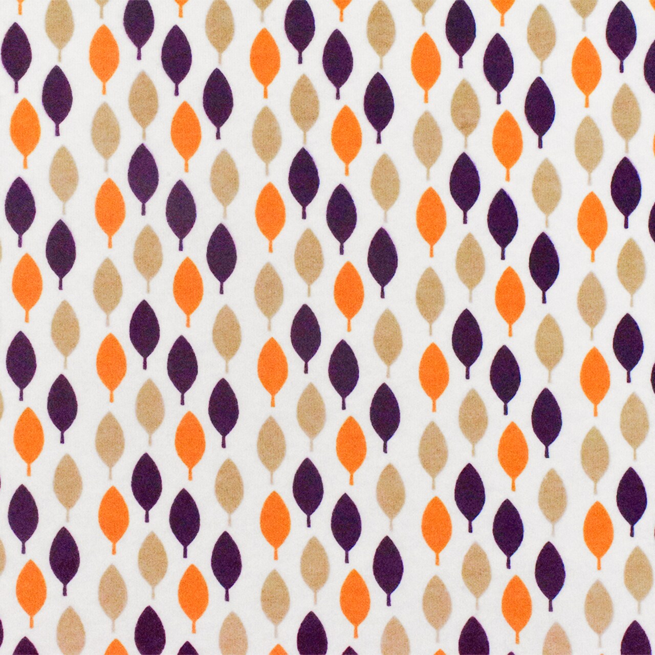 White-Purple-Multi Leaf Printed Stretch Spandex Cotton Jersey Knit Fabric By the Yard